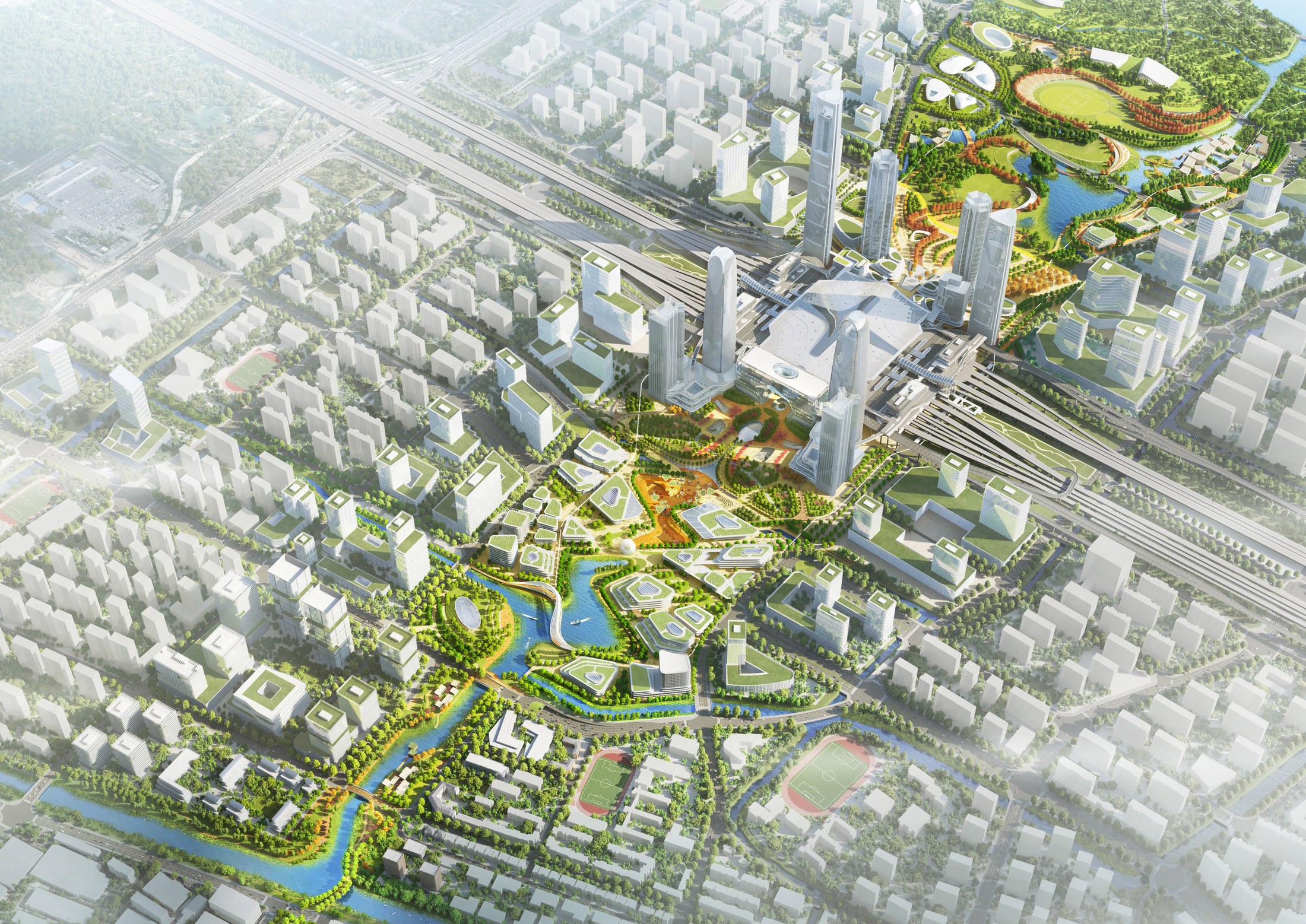 Hub in Nature: Hangzhou West Railway Hub project view